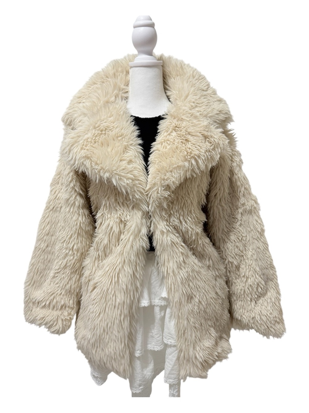$130 Love for Humanity Faux Fur Plush Cream Coat Beige Teddy Jacket Winter Fall